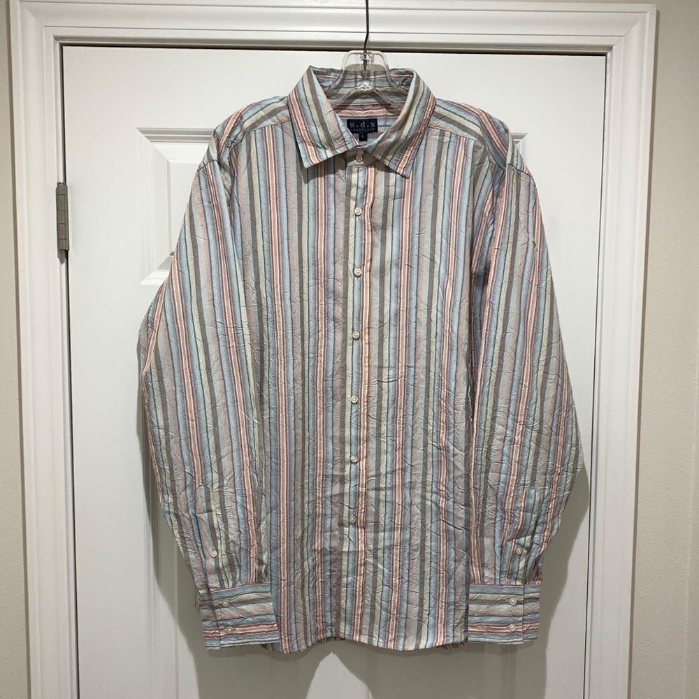 N.D. X. Nederland Shirt Men's size L Pastel Striped Textured
